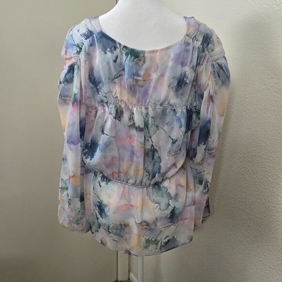 NEW Misa Los Angeles Floral Print Sheer Long Sleeve Blouse Size XS - Picture 5 of 10